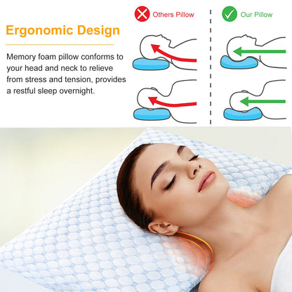 Gel Cooling Memory Foam Pillow for Better Sleep – Ventilated, Soft & Breathable Bed Pillow | 1 or 2 Pack