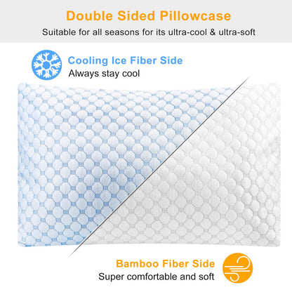 Gel Cooling Memory Foam Pillow for Better Sleep – Ventilated, Soft & Breathable Bed Pillow | 1 or 2 Pack